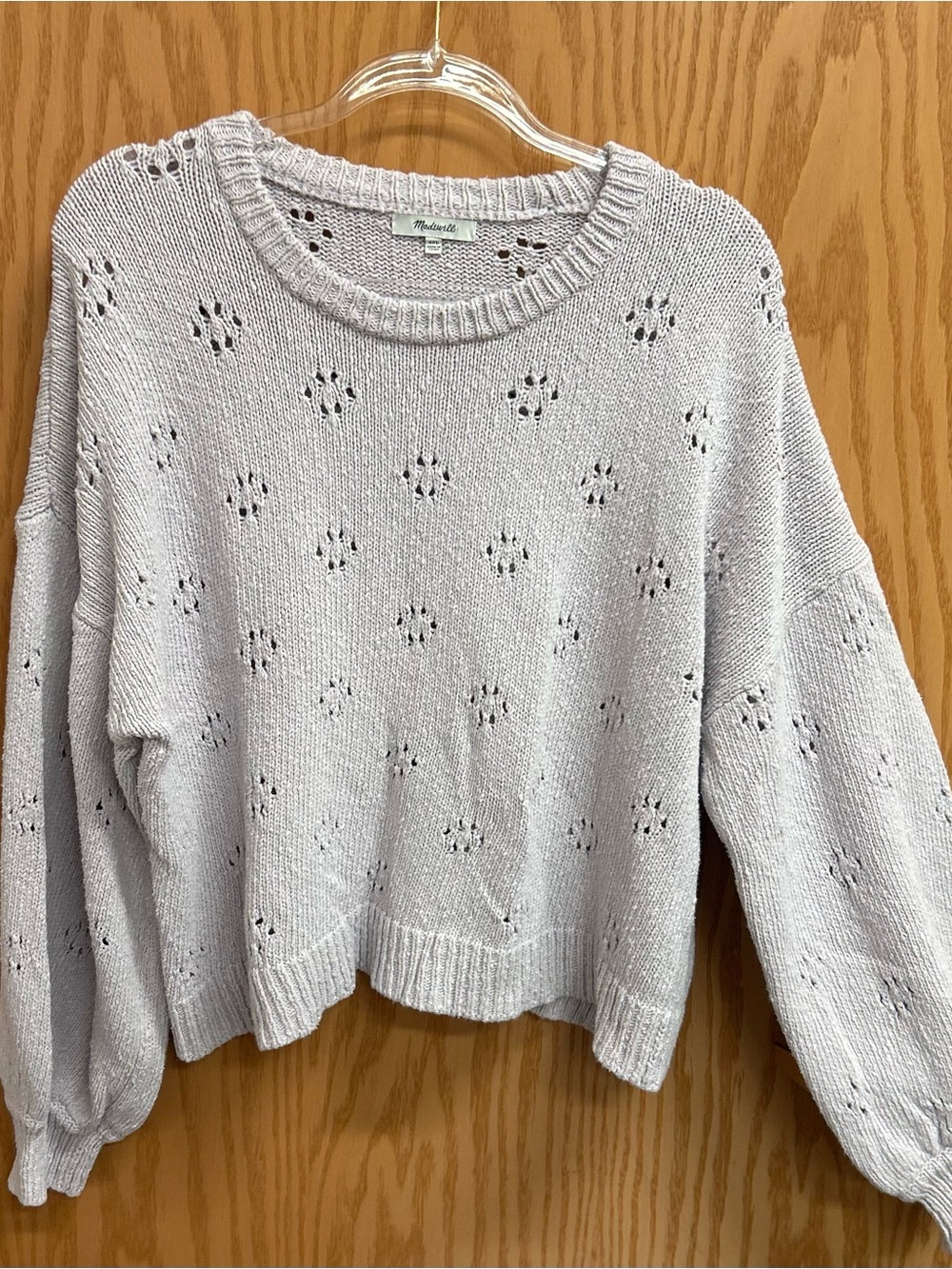 Madewell Light purple Open-Stitch Crewneck Sweater